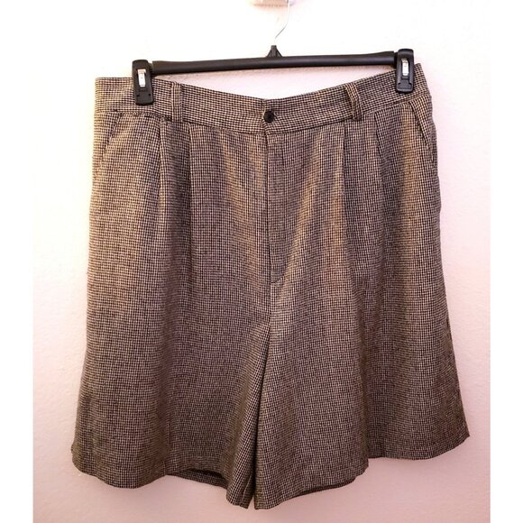 Vintage Houndstooth Print Wool Blend Black and White Tailored Shorts Sz 22 EUC - Picture 1 of 9